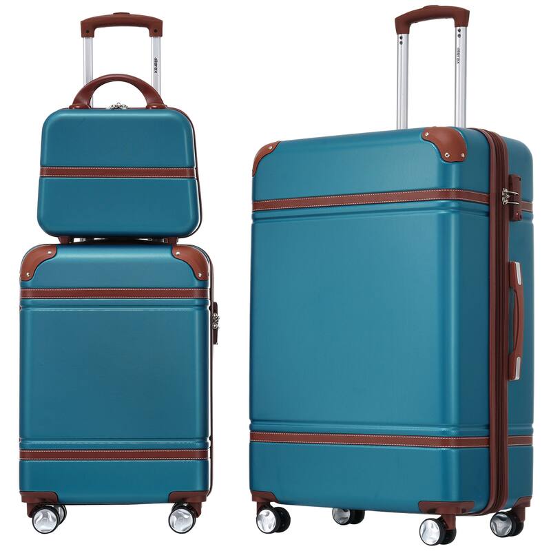 Sets 3 Pieces ABS Hardside Spinner Lightweight Expandable Suitcase and